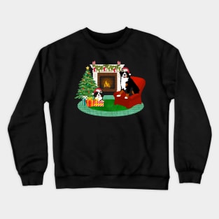 Bernese Mountain Dogs Waiting For Santa Crewneck Sweatshirt